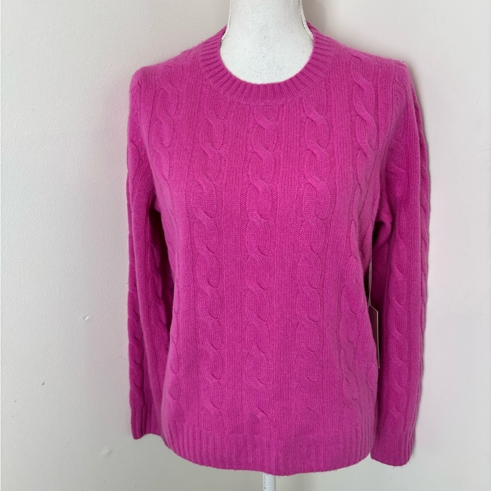 Joie Cashmere Cable Knit Fuchsia Pink Sweater Size Small NWT